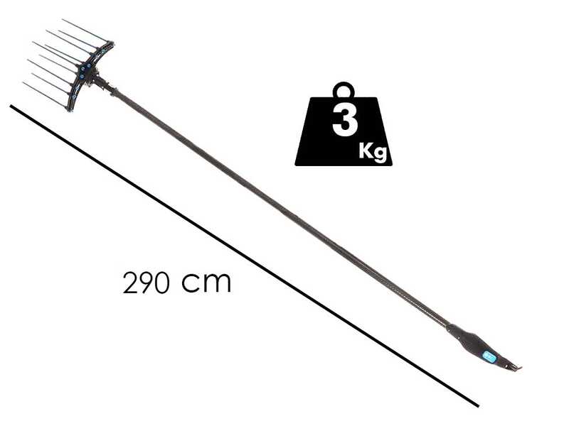 Campagnola HERCULES 58V - Perche en carbone - 290 cm - Peigne vibreur &eacute;lectrique &agrave; batterie - Batterie &agrave; dos incluse