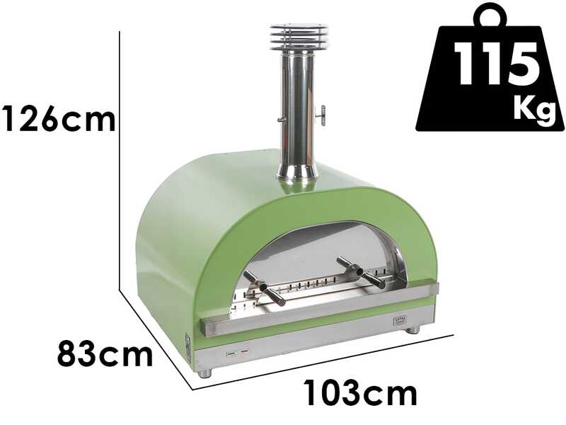 Clementi Gold - Four &agrave; bois pour pizza d'ext&eacute;rieur - Chambre de cuisson 80 x 60 - 4 pizzas - Vert