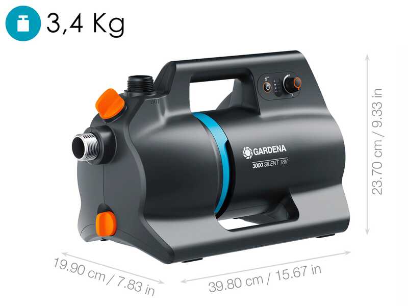 Gardena 3000 Silent 18V P4A - Pompe auto-amor&ccedil;ante &agrave; batterie - 18V 4Ah