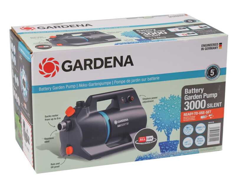 Gardena 3000 Silent 18V P4A - Pompe auto-amor&ccedil;ante &agrave; batterie - 18V 4Ah