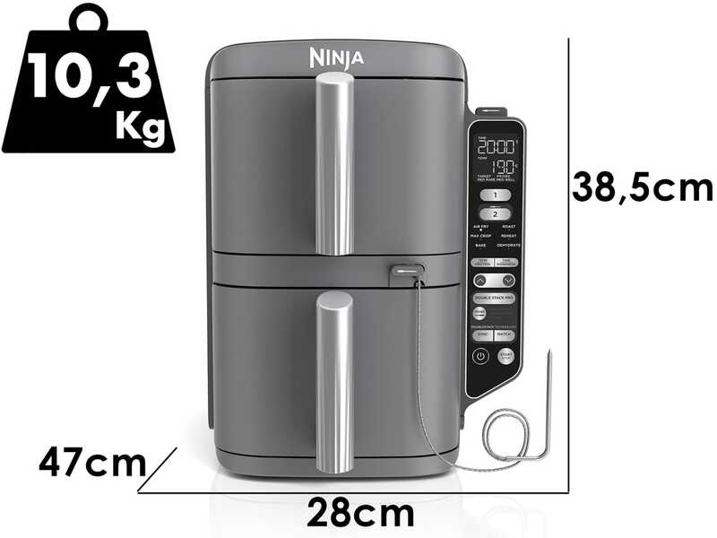 Ninja Double Stack XL SL451EU - Friteuse &agrave; air chaud 9,5 L - Syst&egrave;me SmartCook