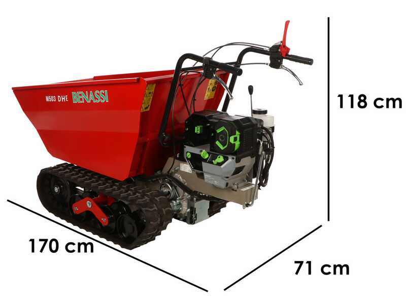 Benassi M503E DH - Brouette motoris&eacute;e &agrave; batterie avec moteur EGO - 2x 56V 12Ah - Basculement hydraulique