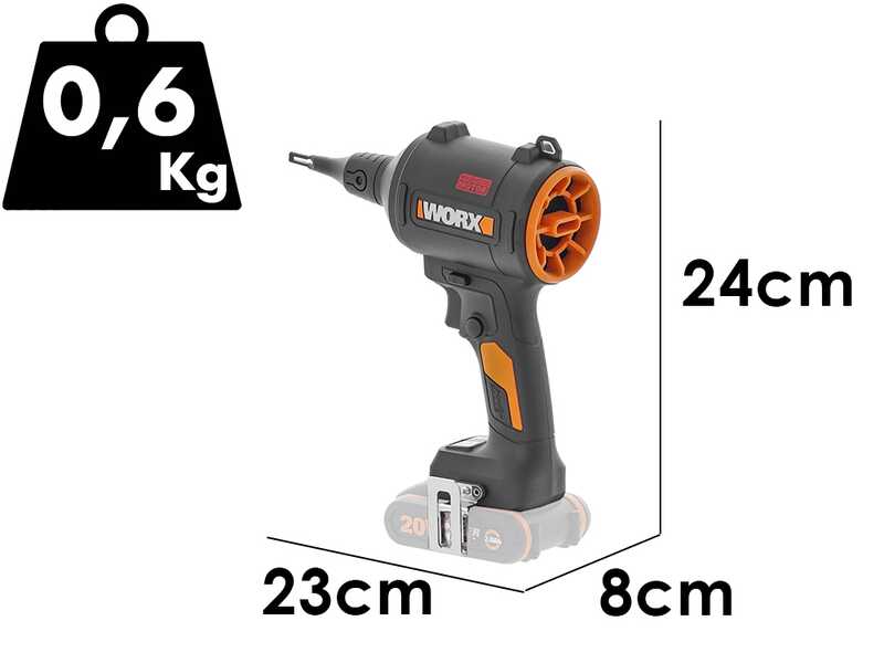 Worx Nitro WX099.9 - Souffleur de poussi&egrave;re &agrave; batterie sans fil - 20 V - SANS BATTERIE NI CHARGEUR