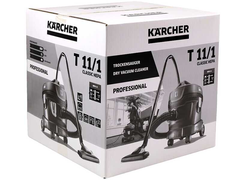 Karcher Pro T 11/1 Classic Hepa - Aspirateur professionnel ULTRA silencieux - 850 W