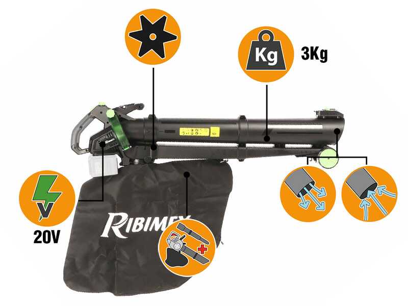 Ribimex PRBAT20-ASB1SB - Souffleur aspirateur &agrave; batterie - SANS BATTERIE NI CHARGEUR
