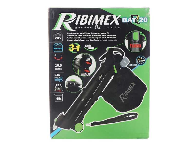 Ribimex PRBAT20-ASB1SB - Souffleur aspirateur &agrave; batterie 40 V 4 Ah