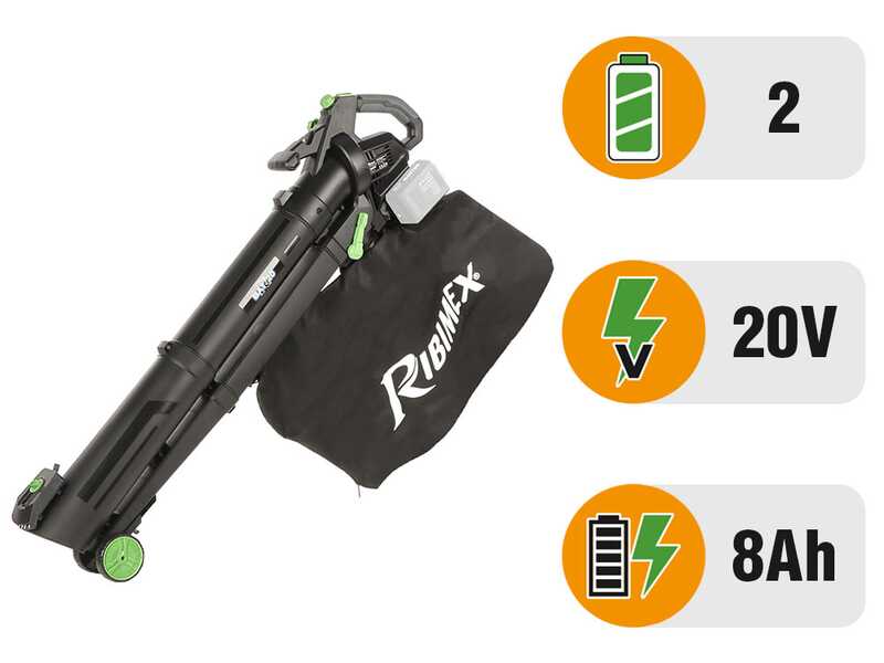 Ribimex PRBAT20-ASB1SB - Souffleur aspirateur &agrave; batterie 40 V 4 Ah