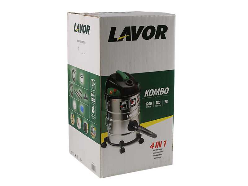 Lavor Ashley Kombo 4 en 1 - Aspirateur multifonction - Cuve en acier inox 14+14 L - 1200 W