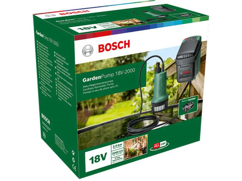 Bosch GardenPump 18V-2000 - Pompe immerg&eacute;e &agrave; batterie - SANS BATTERIE NI CHARGEUR