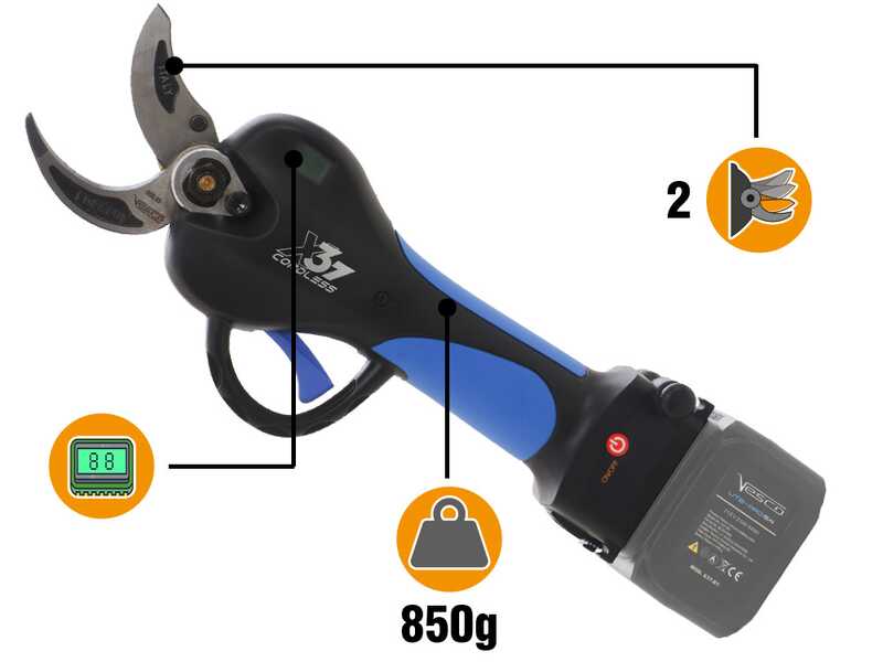 VESCO X37 - S&eacute;cateur &eacute;lectrique sans fil - 21.6 V - Diam&egrave;tre de coupe 37 mm - SANS BATTERIE NI CHARGEUR