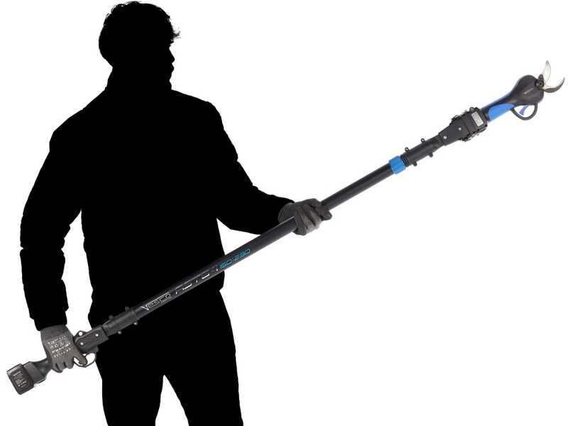 VESCO X37 - S&eacute;cateur &eacute;lectrique &agrave; batterie + perche t&eacute;lescopique 150-230 cm - 2x 21,6 V 2,5 Ah