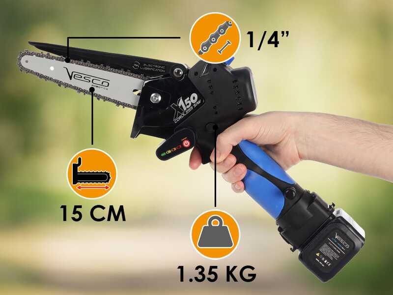 Vesco X150 - &Eacute;lagueuse manuelle &agrave; batterie + perche t&eacute;lescopique 150-230 cm - 2 batteries de 21,6 V 2,5 Ah