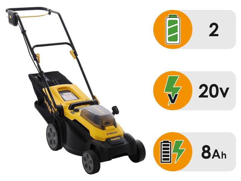 Stanley SCMWP3701M2-QW - Tondeuse &agrave; gazon &agrave; batterie - 36 V - 2 x 18 V 4,0 Ah - Largeur de coupe 37 cm