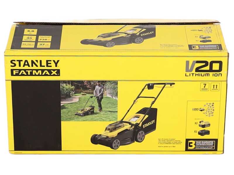 Stanley SCMWP3701M2-QW - Tondeuse &agrave; gazon &agrave; batterie - 36 V - 2 x 18 V 4,0 Ah - Largeur de coupe 37 cm