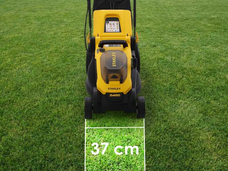 Stanley SCMWP3701M2-QW - Tondeuse &agrave; gazon &agrave; batterie - 36 V - 2 x 18 V 4,0 Ah - Largeur de coupe 37 cm
