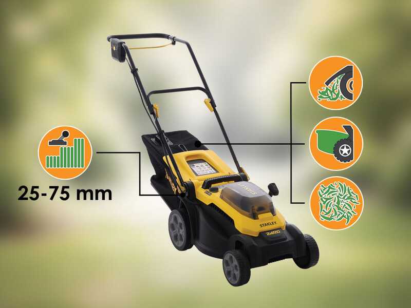 Stanley SCMWP3701M2-QW - Tondeuse &agrave; gazon &agrave; batterie - 36 V - 2 x 18 V 4,0 Ah - Largeur de coupe 37 cm