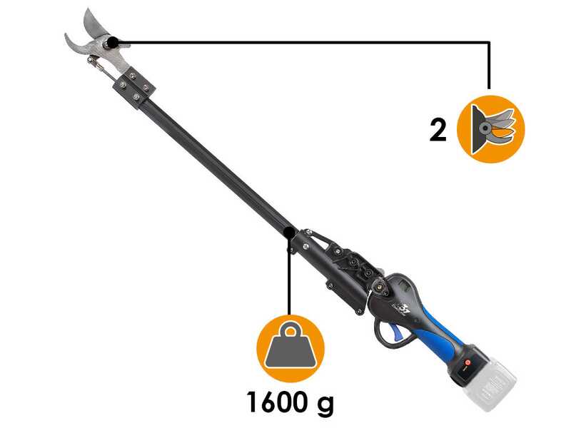VESCO X37AF - S&eacute;cateur &eacute;lectrique &agrave; batterie sur perche - 90 cm - Diam&egrave;tre de coupe 37 mm - SANS BATTERIE NI CHARGEUR