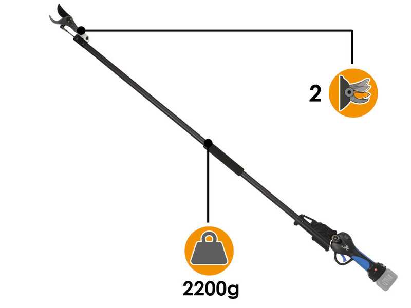 VESCO X37AF - S&eacute;cateur &eacute;lectrique sur perche &agrave; batterie - 160 cm - SANS BATTERIE NI CHARGEUR