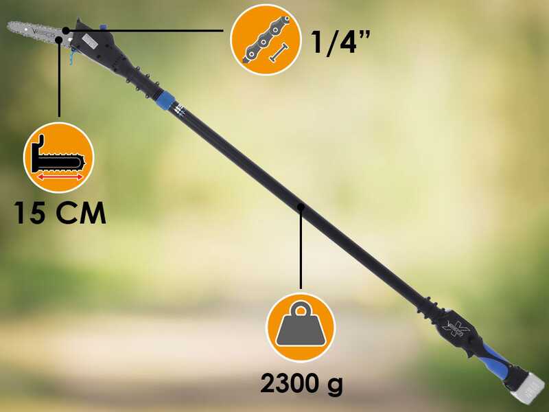 Vesco X150AT - &Eacute;lagueuse &agrave; batterie sur perche t&eacute;lescopique - 160-250 cm - 21,6 V - SANS BATTERIE NI CHARGEUR