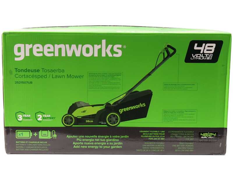 Greenworks LM360D - Tondeuse &agrave; gazon &agrave; batterie - 48 V/4 Ah - Largeur de coupe 36 cm