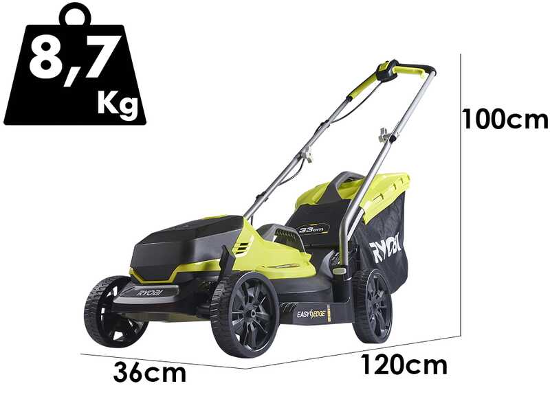 Ryobi OLM1833B - Tondeuse &agrave; gazon &agrave; batterie 18 V/4 Ah - Largeur de coupe 33 cm