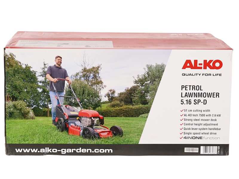 Al-Ko Easy 5.16 SP-D - Tondeuse &agrave; gazon thermique tract&eacute;e - 4 en 1 - Moteur AL-KO Tech 7500 de 171 cm&sup3;