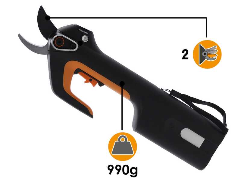 Fiskars ePruner L Bypass - S&eacute;cateur de taille &eacute;lectrique - Diam&egrave;tre de coupe 30 mm - SANS BATTERIE NI CHARGEUR