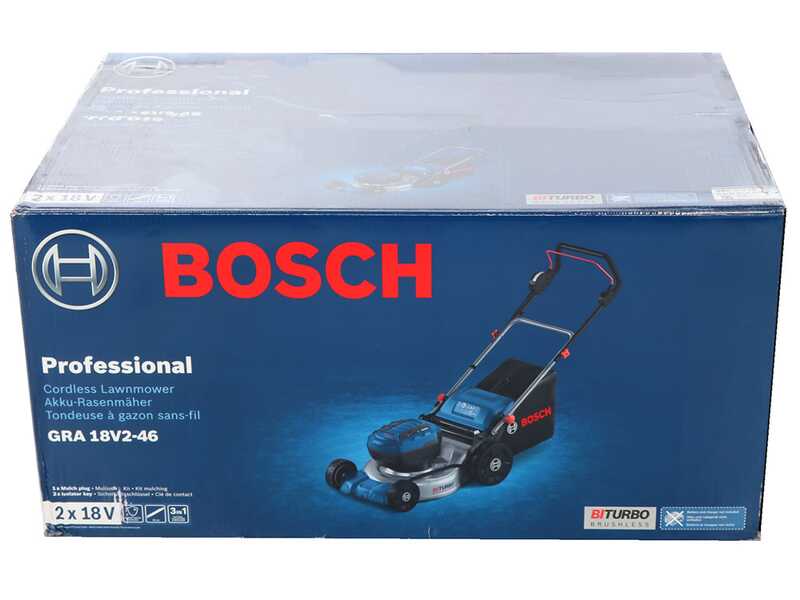 Bosch Professional GRA 18V2-46 SP - Tondeuse &agrave; gazon &agrave; batterie - 2x18 V 5,5 Ah - Largeur de coupe 46 cm