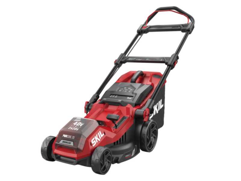 SKIL 0135 BA - Tondeuse &agrave; gazon &agrave; batterie 2x20V/4Ah + 1 batterie 20V 4Ah offerte - Largeur de coupe 38 cm