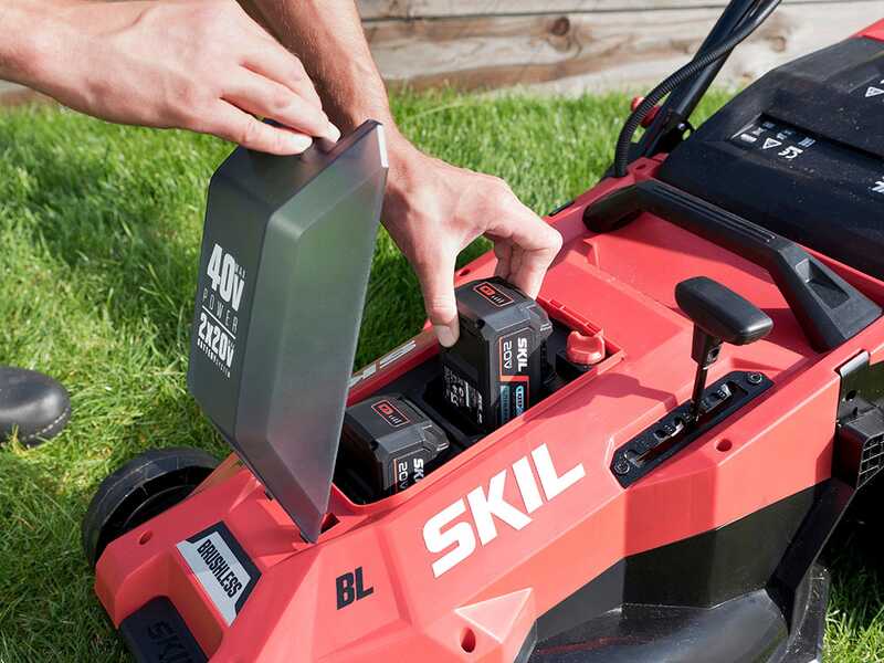 SKIL 0151 BA - Tondeuse &agrave; gazon &agrave; batterie 2x20V/4Ah + batterie 20V/4Ah offerte - Largeur de coupe 46 cm