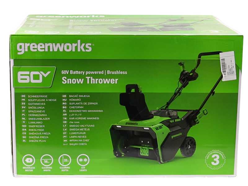 Greenworks GD60ST - Fraise &agrave; neige &agrave; batterie - 60V 4Ah
