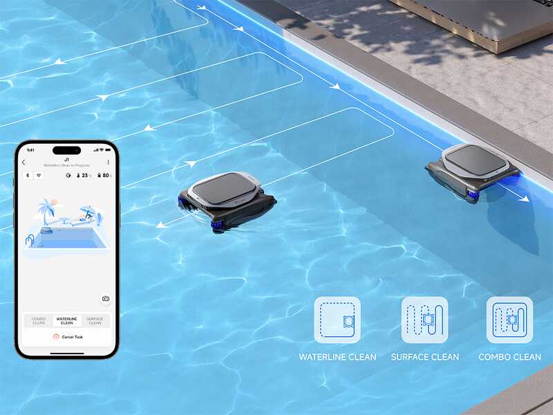 Dreame J1 &ndash; Robot nettoyeur de surfaces de piscine &agrave; batterie - Gestion par App