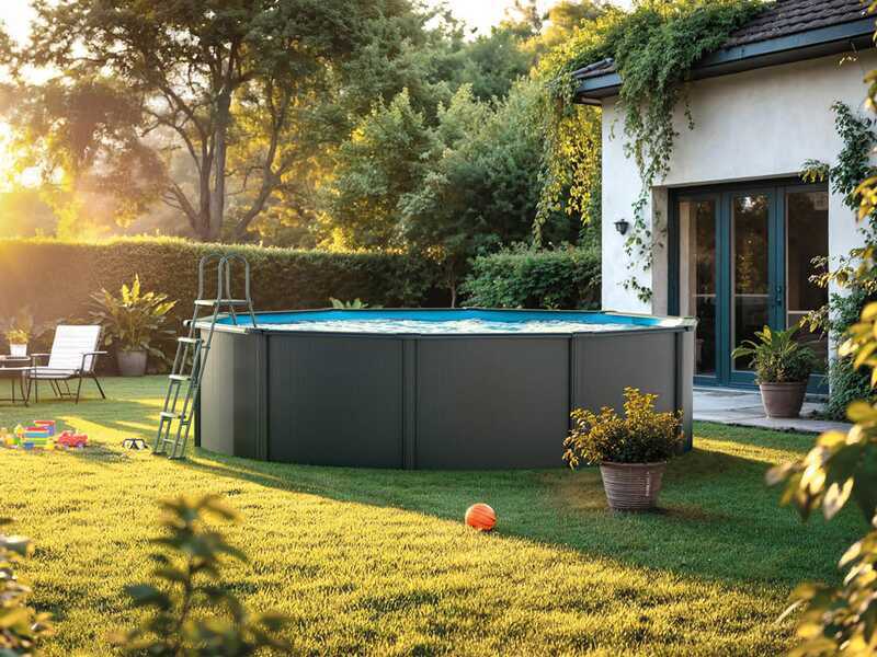Gre Anthracite Ronde &Oslash;300 x 120 cm - Piscine hors-sol en acier