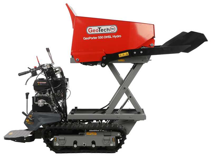 GeoTech-Pro GeoPorter 550 DHSL Hydro - Brouette motoris&eacute;e avec benne &eacute;l&eacute;vatrice &agrave; pantographe