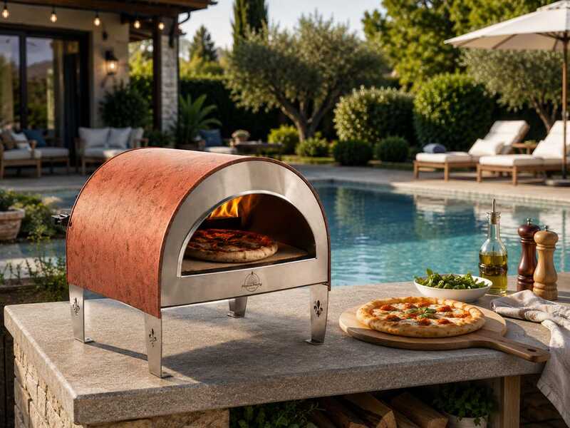 Pizza Party Ardore - Four &agrave; pizza &agrave; gaz d'ext&eacute;rieur - Chambre de cuisson 40 x 40 cm - Sole en briques r&eacute;fractaires