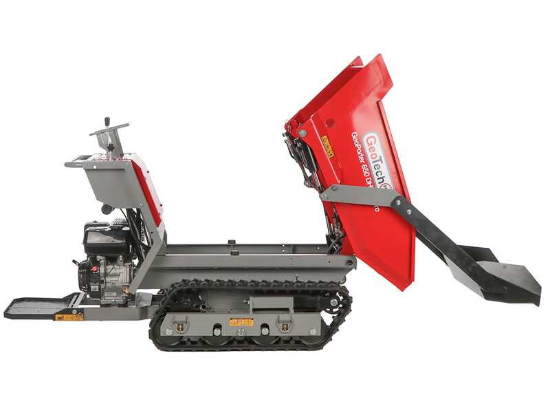 GeoTech-Pro GeoPorter 650 DHS Hydro - Brouette motoris&eacute;e &agrave; chenilles avec benne dumper 650 kg et pelle