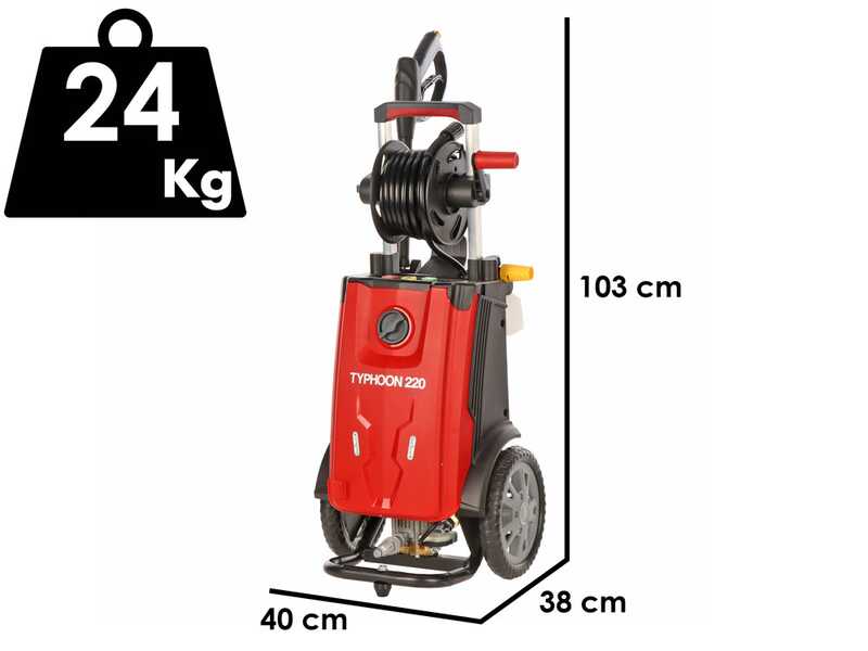 GeoTech Typhoon 220 &ndash; Nettoyeur haute pression avec lance professionnelle et kit d&eacute;bouche-canalisations &ndash; 220 bar &ndash; 510 l/h