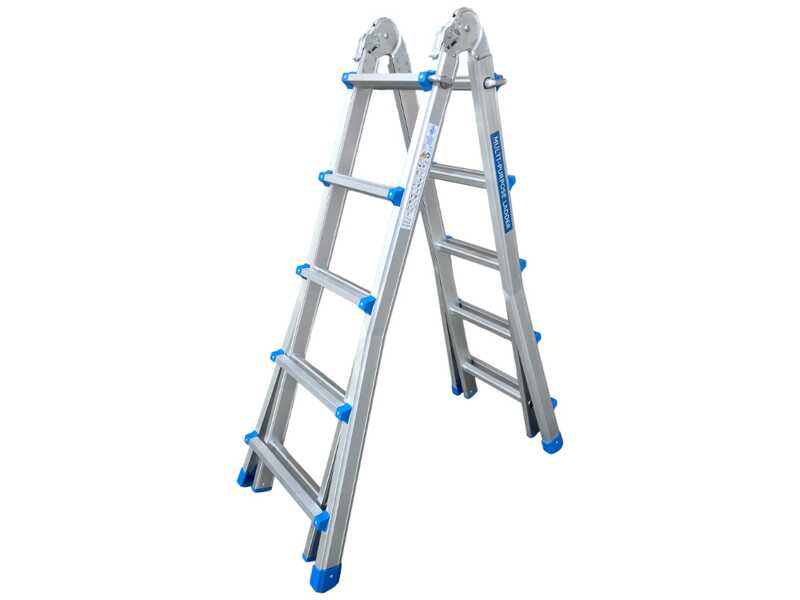 S.T.P. New Blue A20NB5, 2 x 10 marches, 5 m - &Eacute;chelle t&eacute;lescopique en aluminium - Hauteur de travail estim&eacute;e 6 m