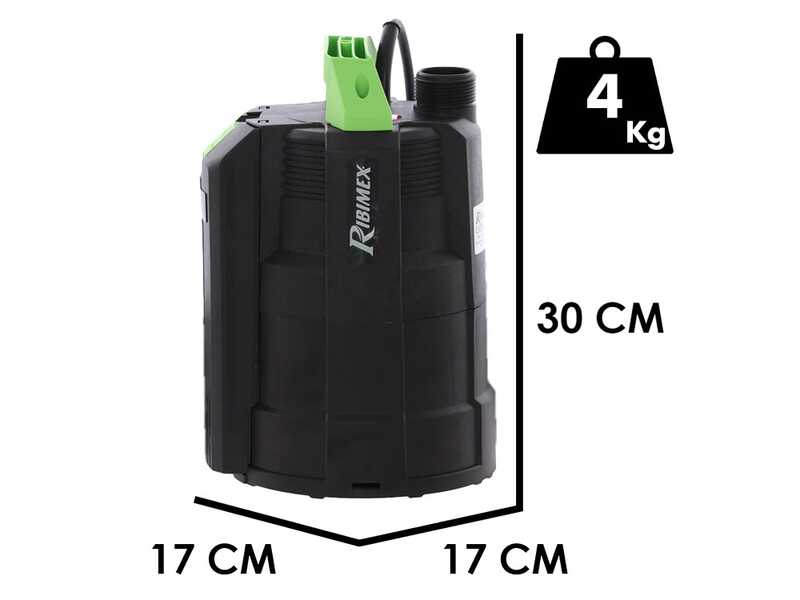 Ribimex PRPVC365A - Pompe &eacute;lectrique submersible pour eaux claires - 350 W - Raccords 25/32 mm