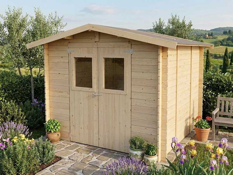 Alce Forrest 249x249 - Abri de jardin en bois - Avec fen&ecirc;tres et porte &agrave; double battant - 249 x 249 x 204 cm