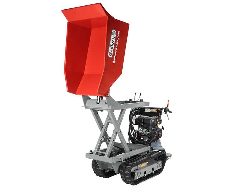 GeoTech-Pro GeoPorter 550 DHL Hydro - Brouette motoris&eacute;e &agrave; chenilles avec benne &eacute;l&eacute;vatrice &agrave; pantographe