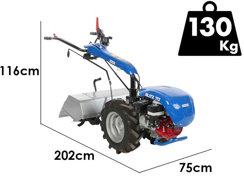 EuroMech BLITZ 70 - Motoculteur &agrave; essence - Moteur Honda GX200 - 6,5 CV