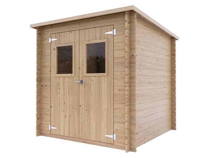 Alce Vibo 198 x 198 cm &ndash; Abri de jardin en bois - Avec fen&ecirc;tres frontales &ndash; 198 x 198 x 195 cm