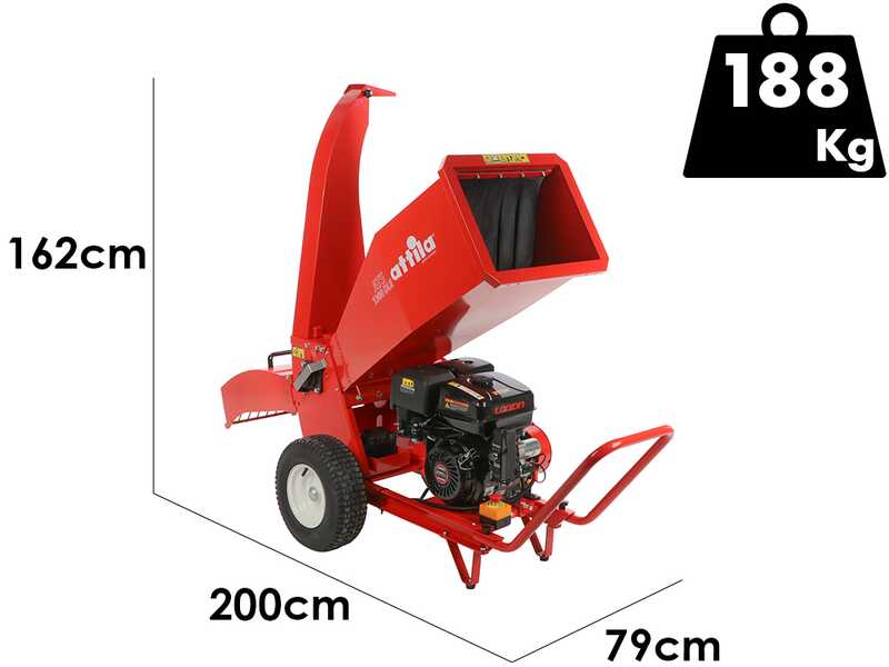 Attila ATS 1300 DLE - Broyeur de branches thermique - Moteur Loncin de 420 cm&sup3; avec d&eacute;marrage &eacute;lectrique - Double configuration d'&eacute;jection