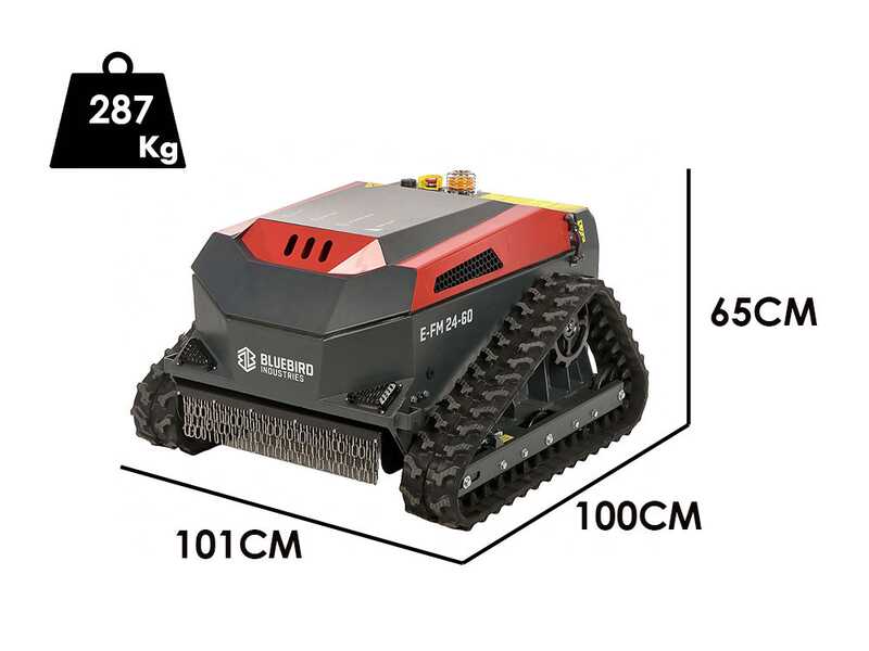 Blue Bird E-FM 24-60 - Robot d&eacute;broussailleur &agrave; chenilles &agrave; batterie - 80 V/50 Ah - Radiocommand&eacute;