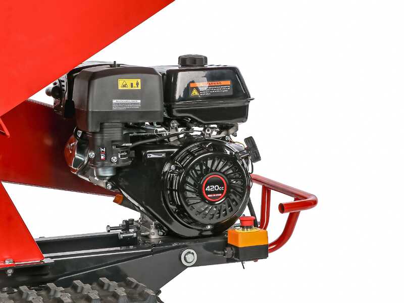 Attila ATS 1300 L TRACK - Broyeur de v&eacute;g&eacute;taux tract&eacute; sur chenilles avec ch&acirc;ssis de brouette motoris&eacute;e - Moteur Loncin 420 cm&sup3;