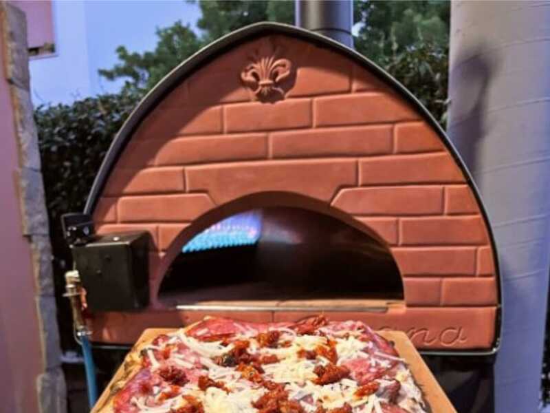 Pizza Party Bollore - Four &agrave; pizza hybride 2-en-1 gaz/bois - Chambre de cuisson 60 x 60 cm - Sole en biscotto r&eacute;fractaire