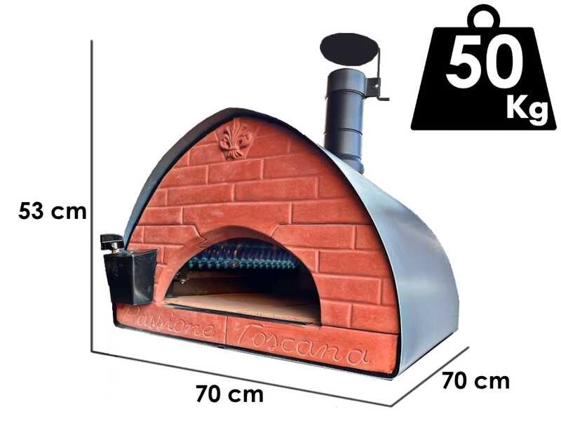 Pizza Party Bollore - Four &agrave; pizza hybride 2-en-1 gaz/bois - Chambre de cuisson 60 x 60 cm - Sole en biscotto r&eacute;fractaire