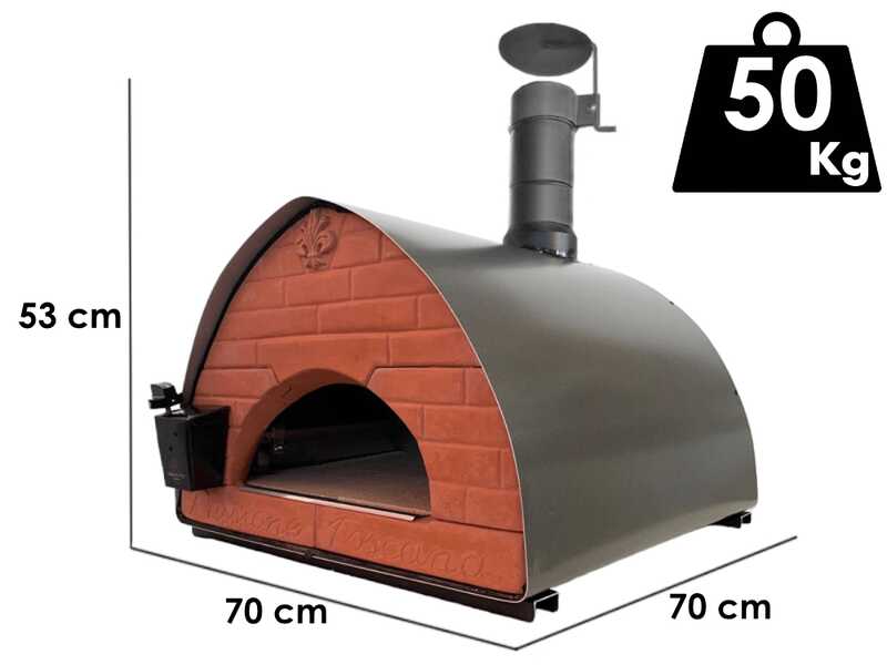Pizza Party Bollore Pietra - Four &agrave; pizza hybride 2-en-1 gaz/bois - Chambre de cuisson 60 x 60 cm - Sole en biscotto r&eacute;fractaire
