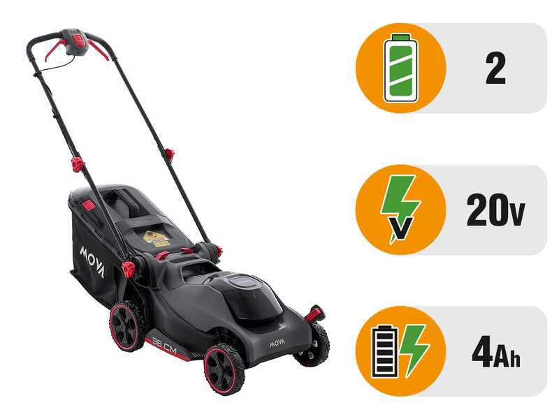 MOVA GL415 - Tondeuse &agrave; gazon &agrave; batterie - 40 V 4 Ah - Coupe 38 cm